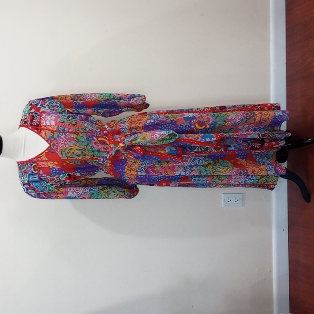 Diane Freis Georgette Whimsy Patchwork Bohemian M… - image 2